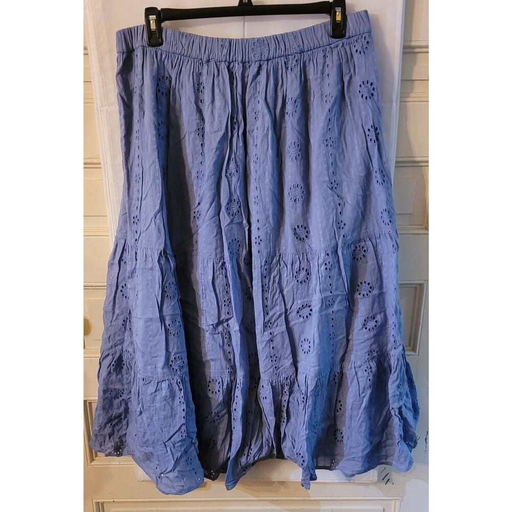 Fat Face Blue Eyelet Maxi Skirt, Size 14